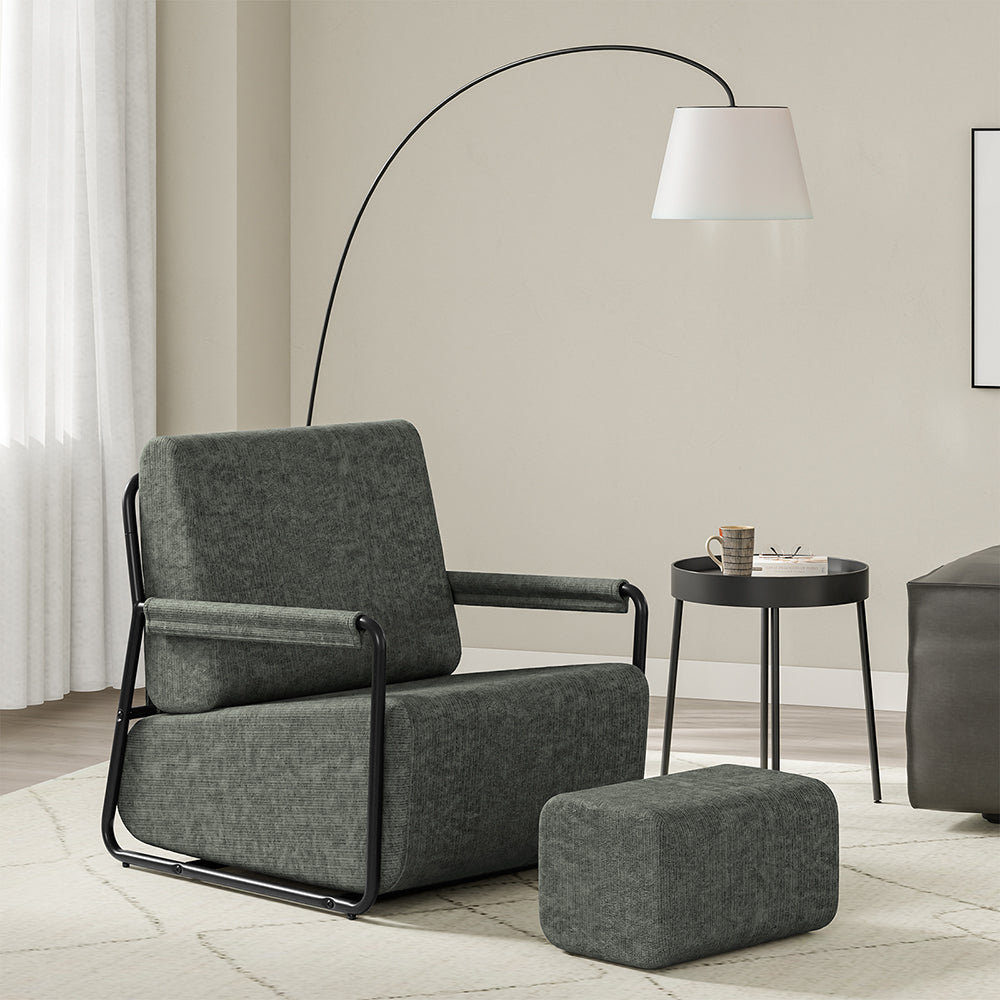 SoBuy FST99-DG, Velvet Armchair & Footstool Set with Removable Covers, Dark Gray, 74x67x78cm - view 12