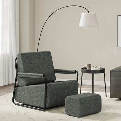 SoBuy FST99-DG, Velvet Armchair & Footstool Set with Removable Covers, Dark Gray, 74x67x78cm - view 12