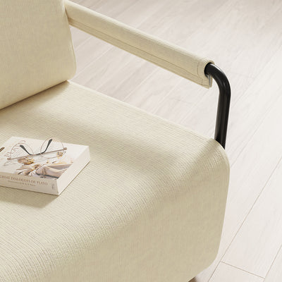 SoBuy FST99-MI, Velvet Armchair with Footstool, Comfy Small Accent Chair, Cream White, 59x74x78cm - view 4