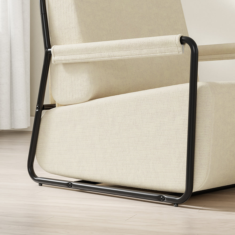SoBuy FST99-MI, Velvet Armchair with Footstool, Comfy Small Accent Chair, Cream White, 59x74x78cm - view 5