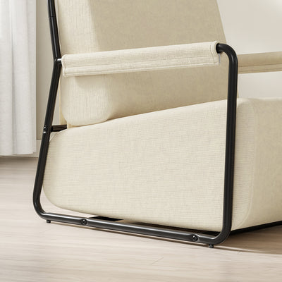 SoBuy FST99-MI, Velvet Armchair with Footstool, Comfy Small Accent Chair, Cream White, 59x74x78cm - view 5