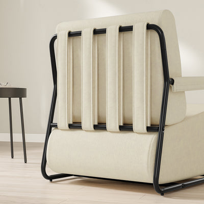 SoBuy FST99-MI, Velvet Armchair with Footstool, Comfy Small Accent Chair, Cream White, 59x74x78cm - view 6