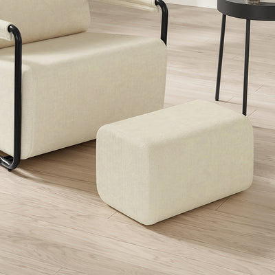 SoBuy FST99-MI, Velvet Armchair with Footstool, Comfy Small Accent Chair, Cream White, 59x74x78cm - view 7