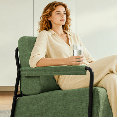 SoBuy FST99-SY, Fabric Armchair with Footstool, Reclining Seat, Dark Green, 59x74x78cm - view 4