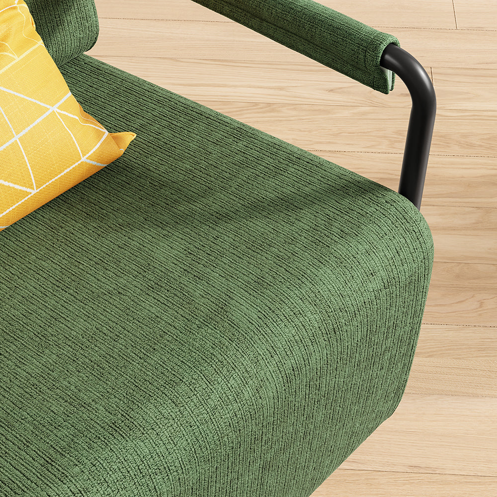 SoBuy FST99-SY, Fabric Armchair with Footstool, Reclining Seat, Dark Green, 59x74x78cm - view 5