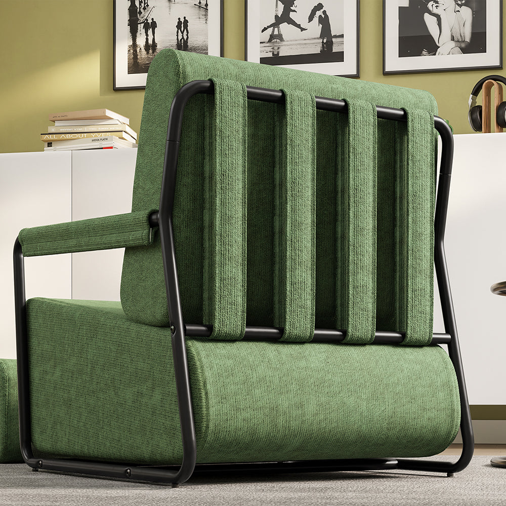 SoBuy FST99-SY, Fabric Armchair with Footstool, Reclining Seat, Dark Green, 59x74x78cm - view 6