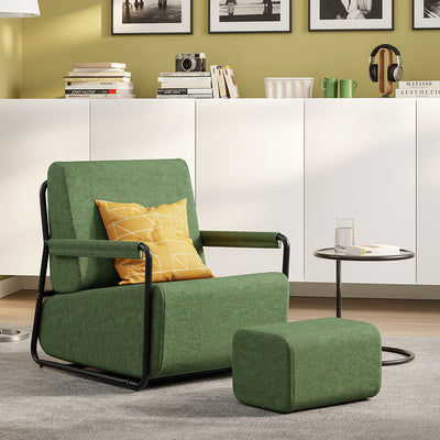 SoBuy FST99-SY, Fabric Armchair with Footstool, Reclining Seat, Dark Green, 59x74x78cm - view 2