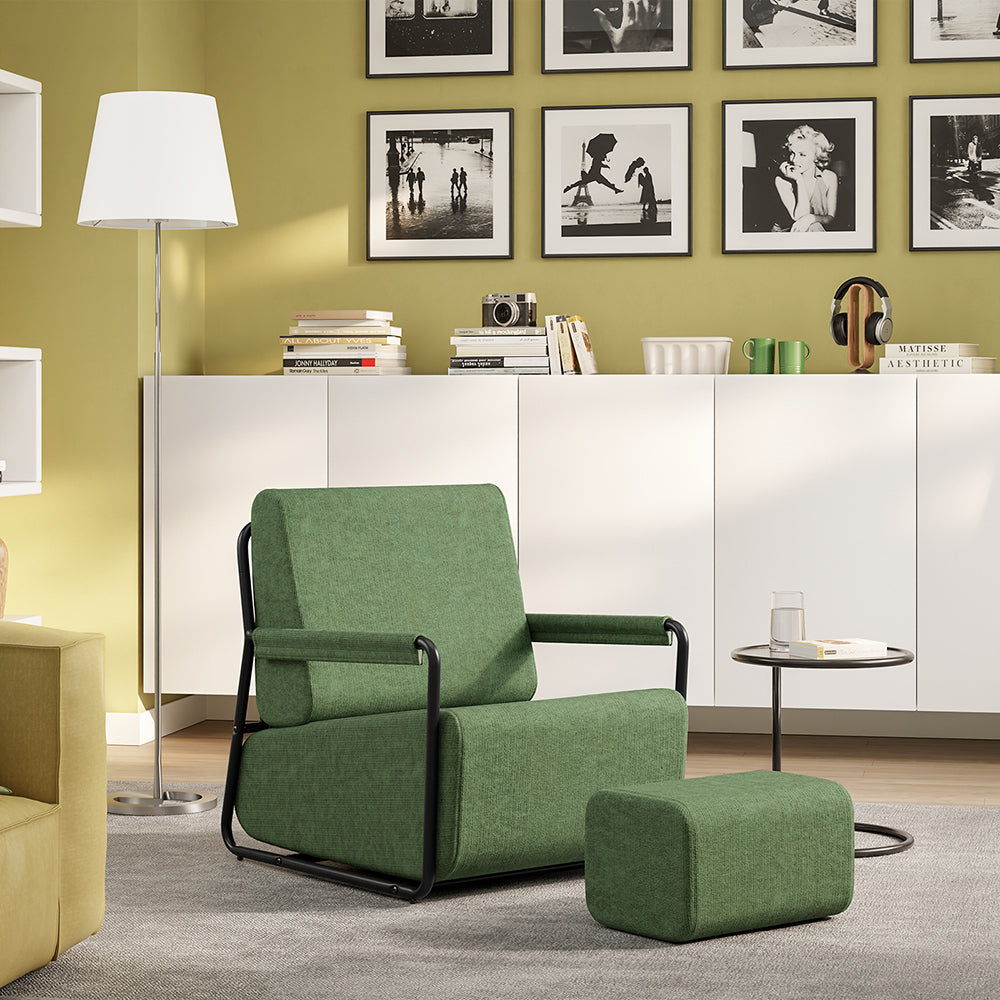 SoBuy FST99-SY, Fabric Armchair with Footstool, Reclining Seat, Dark Green, 59x74x78cm - view 12