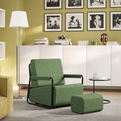 SoBuy FST99-SY, Fabric Armchair with Footstool, Reclining Seat, Dark Green, 59x74x78cm - view 12