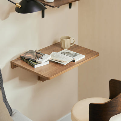 SoBuy FWT03-PF, Folding Wall-mounted Drop-leaf Table, Foldable Kitchen Table, Compact Computer Desk, Space-saving Design Folding Table, Ideal for Small Spaces, Kitchen, Office, 60x40cm Vintage