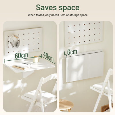 SoBuy FWT03-W Folding Wall-Mounted Drop-Leaf Table – Space-Saving Desk for Kitchen, Study & Small Rooms, White