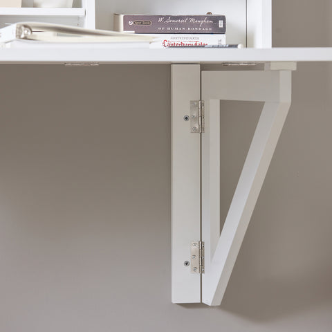 SoBuy FWT07-II-W, Folding Wall-mounted Drop-leaf Table Desk Integrated with Storage Shelves