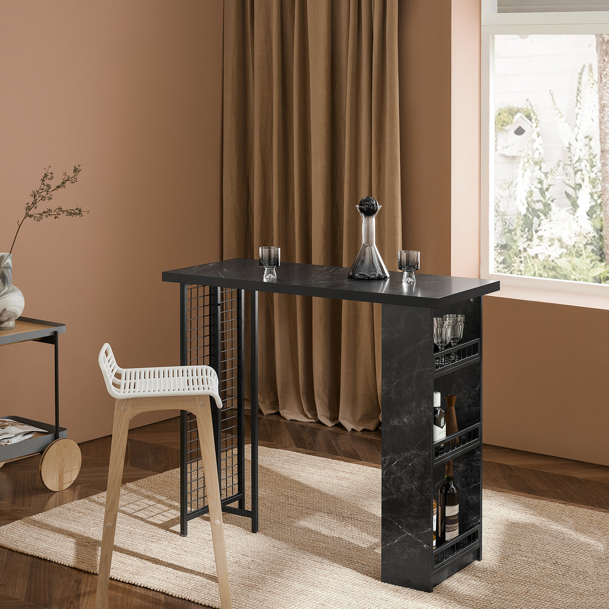 SoBuy FWT100-SCH, Kitchen Breakfast Bar Table Dining Table Coffee Bar, Black