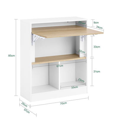 SoBuy FWT104-WN folding desk dimensions – W70×D57×H85cm, desktop height 76cm, 81kg load capacity