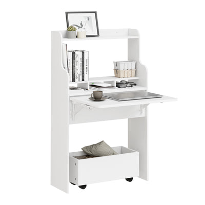 SoBuy FWT105-II-W, Children Folding Table Desk Children Desk with Mobile Storage Chest, White