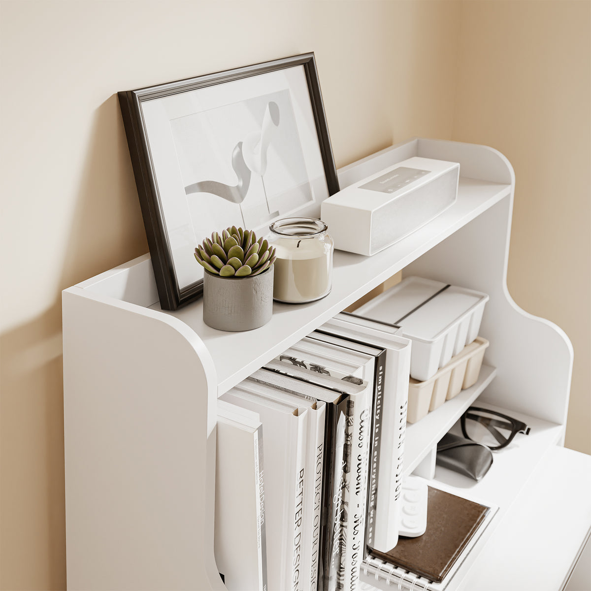 SoBuy FWT105-II-W, Children Folding Table Desk Children Desk with Mobile Storage Chest, White