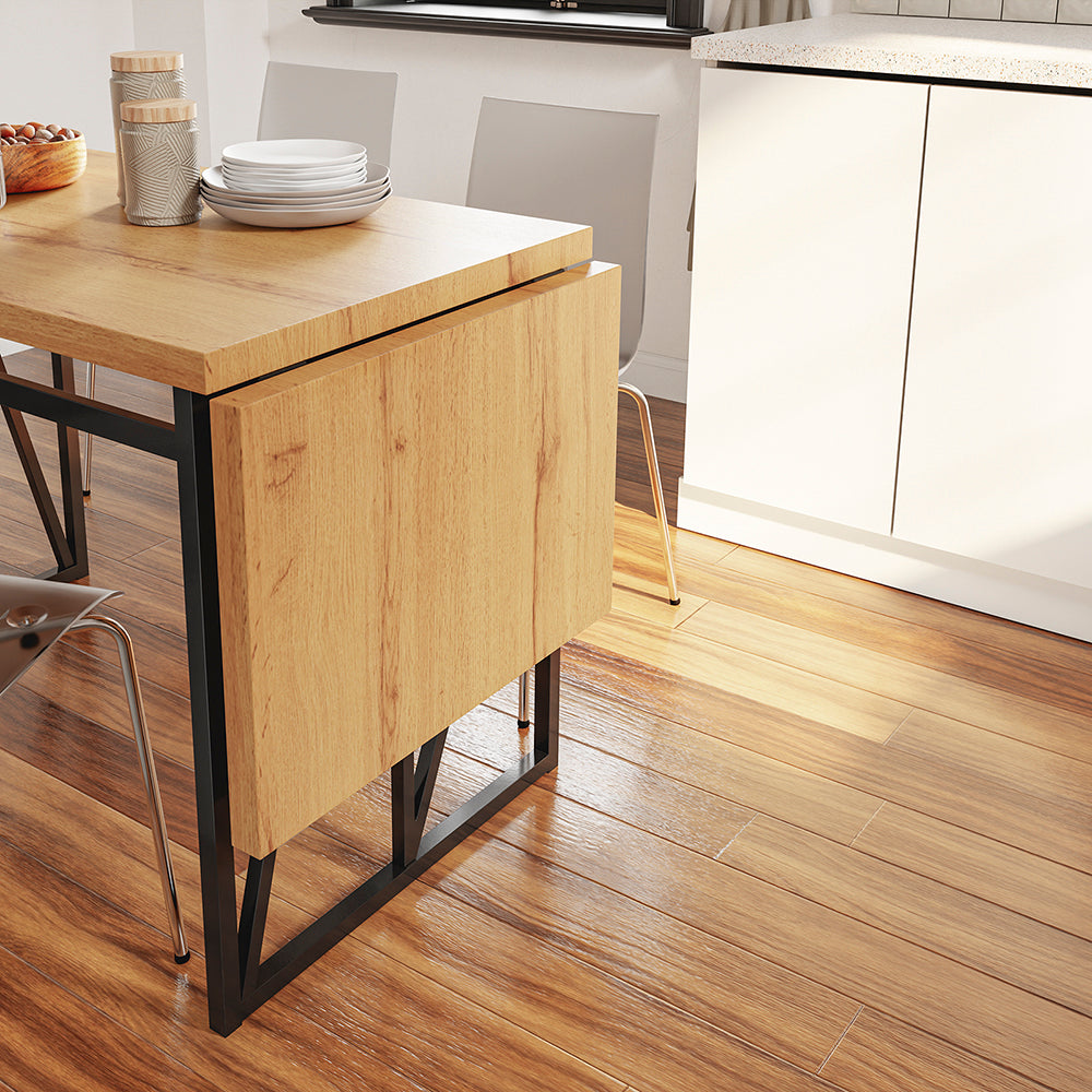 SoBuy FWT113-N, Wall Mounted Drop Leaf Table with Folding Extensions, Light Oak, 200x96x76cm - view 11