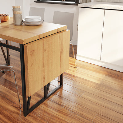 SoBuy FWT113-N, Wall Mounted Drop Leaf Table with Folding Extensions, Light Oak, 200x96x76cm - view 11