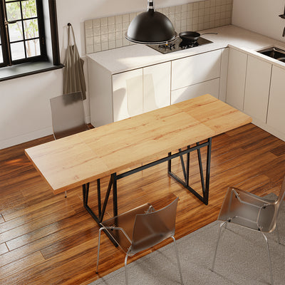 SoBuy FWT113-N, Wall Mounted Drop Leaf Table with Folding Extensions, Light Oak, 200x96x76cm - view 4