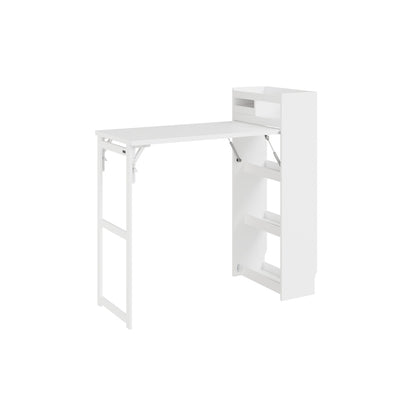 SoBuy FWT115-W, Freestanding Kitchen Island with Breakfast Bar, Drop Leaf, White, 65.3x199.5x120cm - view 1