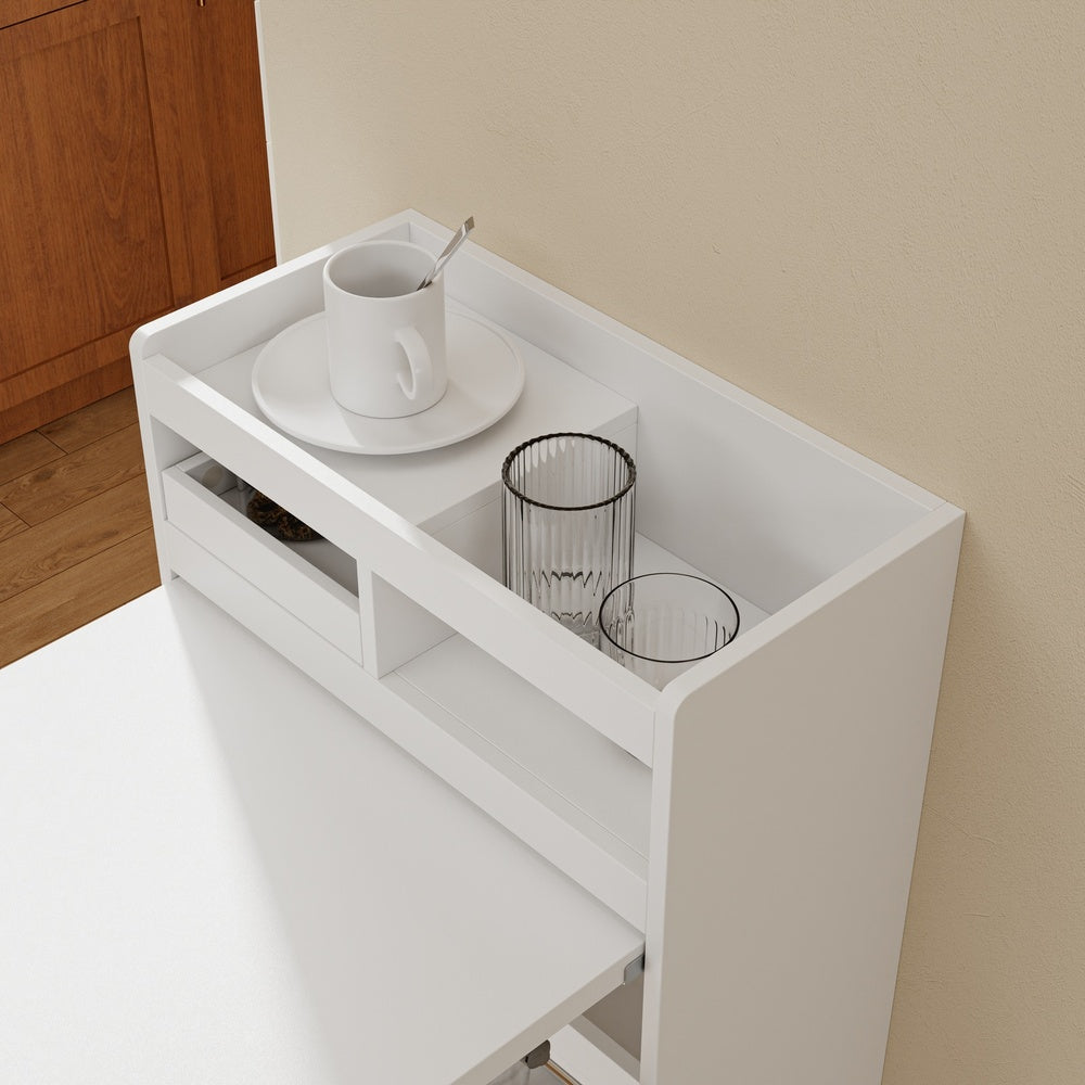 SoBuy FWT115-W, Freestanding Kitchen Island with Breakfast Bar, Drop Leaf, White, 65.3x199.5x120cm - view 4