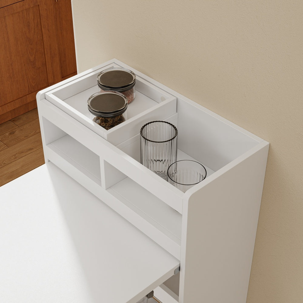 SoBuy FWT115-W, Freestanding Kitchen Island with Breakfast Bar, Drop Leaf, White, 65.3x199.5x120cm - view 5