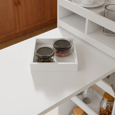 SoBuy FWT115-W, Freestanding Kitchen Island with Breakfast Bar, Drop Leaf, White, 65.3x199.5x120cm - view 6