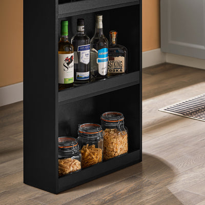 SoBuy FWT17-II-SCH, Kitchen Breakfast Bar Table Modern Dining Table with 3-Tier Storage Shelves Tall Table for Kitchen, Living Room, or Coffee Bar Black W112 x D57 x H106 cm