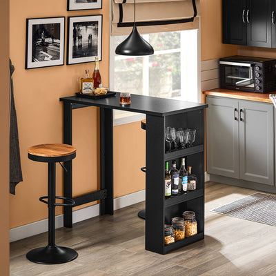 SoBuy FWT17-II-SCH, Kitchen Breakfast Bar Table Modern Dining Table with 3-Tier Storage Shelves Tall Table for Kitchen, Living Room, or Coffee Bar Black W112 x D57 x H106 cm