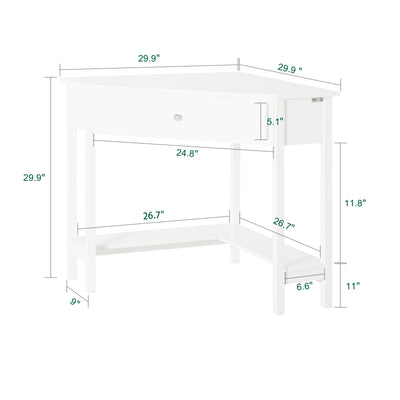 SoBuy FWT31-W, Corner Desk, Triangle Computer Desk, Home Office Desk Workstation, White