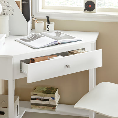 SoBuy FWT31-W, Corner Desk, Triangle Computer Desk, Home Office Desk Workstation, White