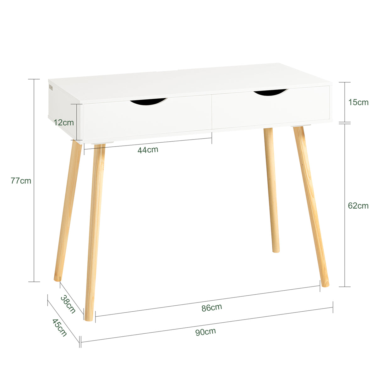 SoBuy FWT40-WN, Home Office Table Computer Desk Workstation 2 Drawers, White