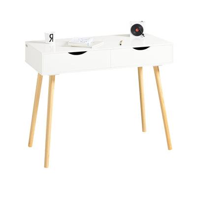 SoBuy FWT40-WN, Home Office Table Computer Desk Workstation 2 Drawers, White