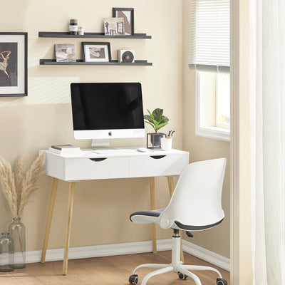 SoBuy FWT40-WN, Home Office Table Computer Desk Workstation 2 Drawers, White