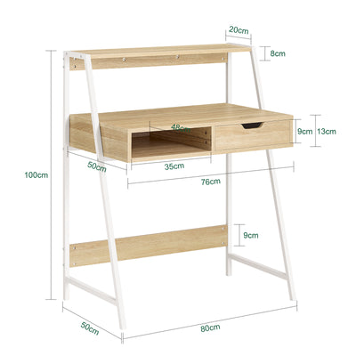 SoBuy FWT63-N, Home Office Table Desk Computer Desk with Storage Shelf, Wood