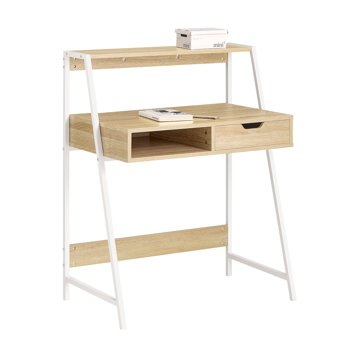 SoBuy FWT63-N, Home Office Table Desk Computer Desk with Storage Shelf, Wood