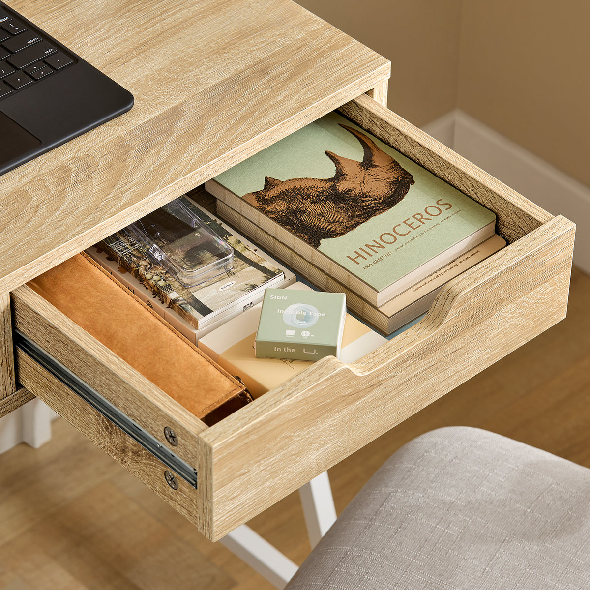 SoBuy FWT63-N, Home Office Table Desk Computer Desk with Storage Shelf, Wood