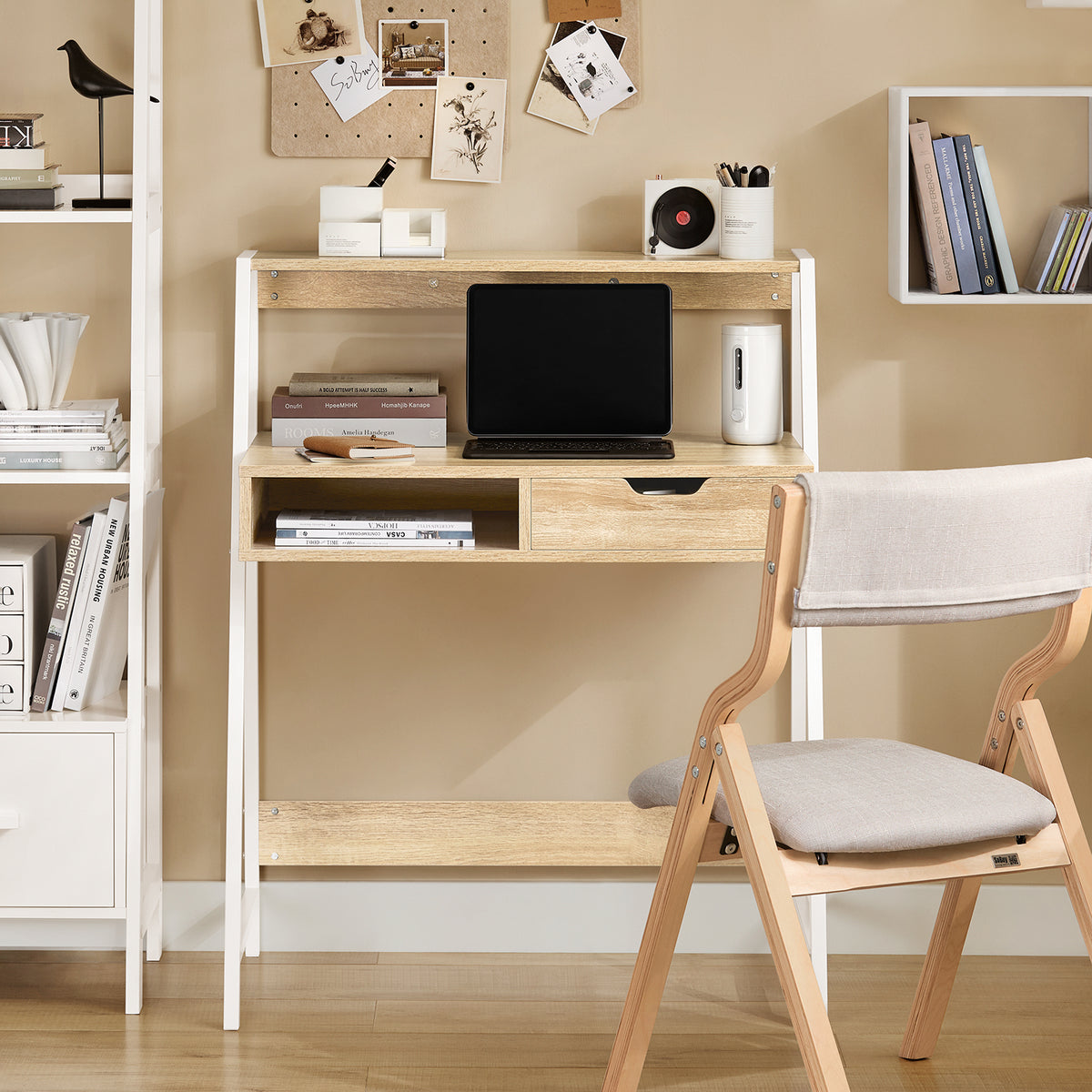 SoBuy FWT63-N, Home Office Table Desk Computer Desk with Storage Shelf, Wood