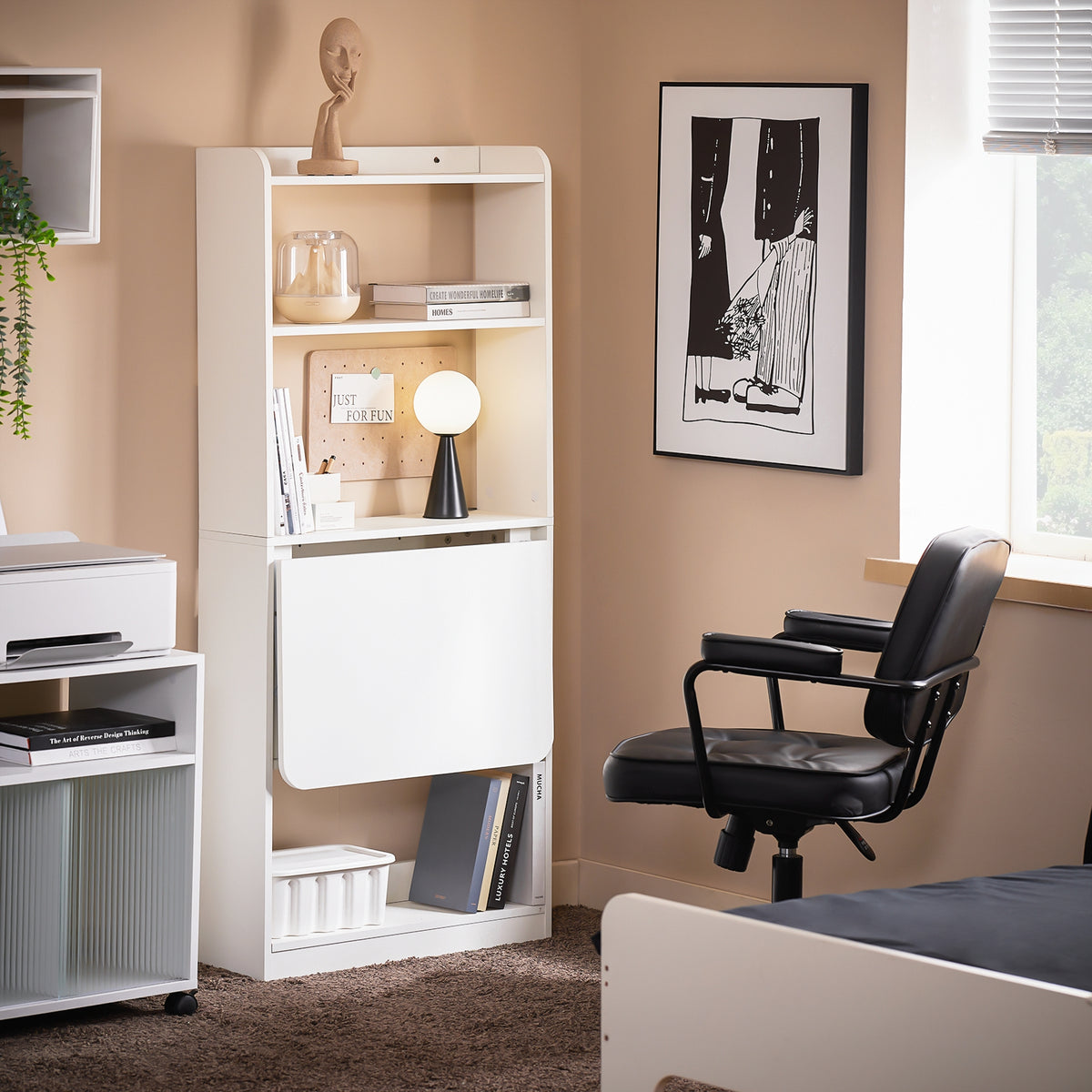 SoBuy Computer Desk Home Office Desk Folding Table with 5 Shelves White ...