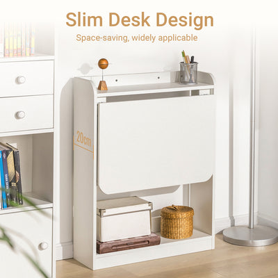 SoBuy FWT92-W,  Computer Desk Home Office Desk Folding Table with 3 Shelves Study Table White W64 x D58 x H82cm