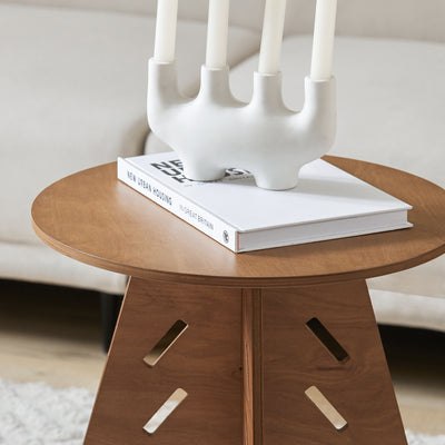 SoBuy HFBT01-BR, Round Side Table Coffee Table Sofa Side Table Bedside Table Nightstand in Mortise and Tenon Structure, H55 x Φ46.5cm, Brown, Brown