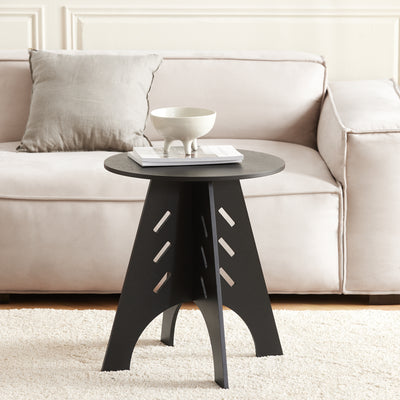 SoBuy HFBT01-K-SCH, Round Side Table Coffee Table Sofa Side Table Bedside Table Nightstand in Mortise and Tenon Structure, H48.5 x Φ30.5cm, Black, Black