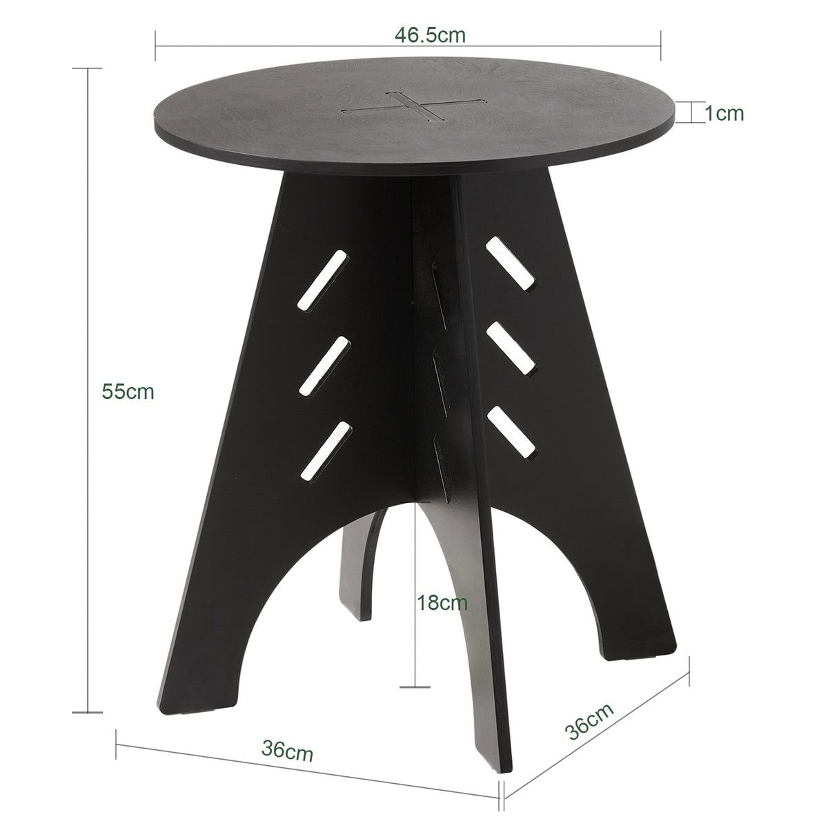 SoBuy HFBT01-SCH, Round Side Table Coffee Table Sofa Side Table Bedside Table Nightstand in Mortise and Tenon Structure, H55 x Φ46.5cm, Black, Black