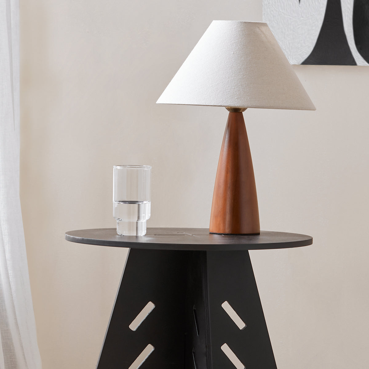 SoBuy HFBT01-SCH, Round Side Table Coffee Table Sofa Side Table Bedside Table Nightstand in Mortise and Tenon Structure, H55 x Φ46.5cm, Black, Black