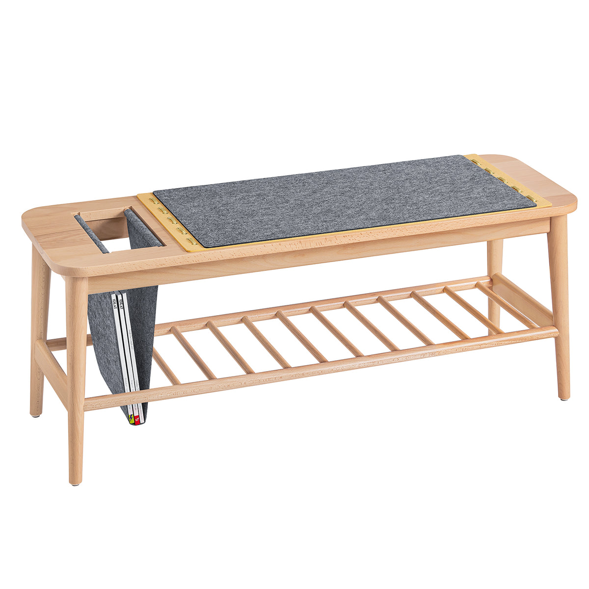 SoBuy HFSR02-N, Shoe Bench Shoe Rack Hallway Bench Bed Bench Bed End Stool with Hanging Bag, Wood