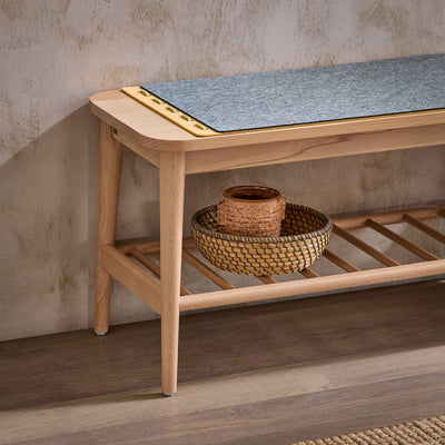 SoBuy HFSR02-N, Shoe Bench Shoe Rack Hallway Bench Bed Bench Bed End Stool with Hanging Bag, Wood