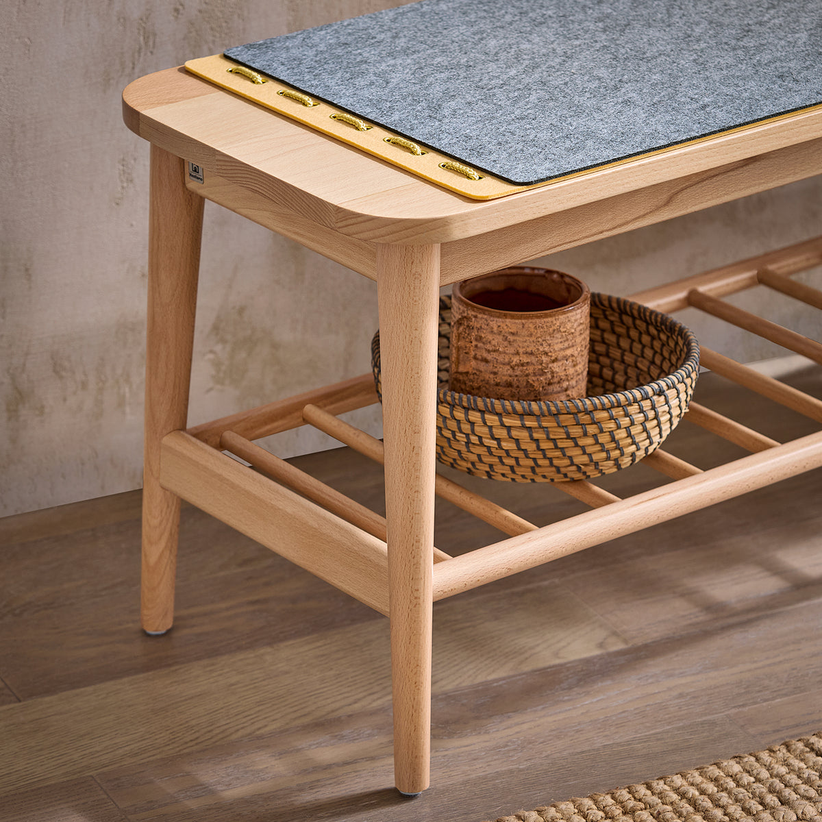 SoBuy HFSR02-N, Shoe Bench Shoe Rack Hallway Bench Bed Bench Bed End Stool with Hanging Bag, Wood