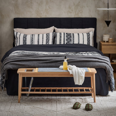 SoBuy HFSR02-N, Shoe Bench Shoe Rack Hallway Bench Bed Bench Bed End Stool with Hanging Bag, Wood