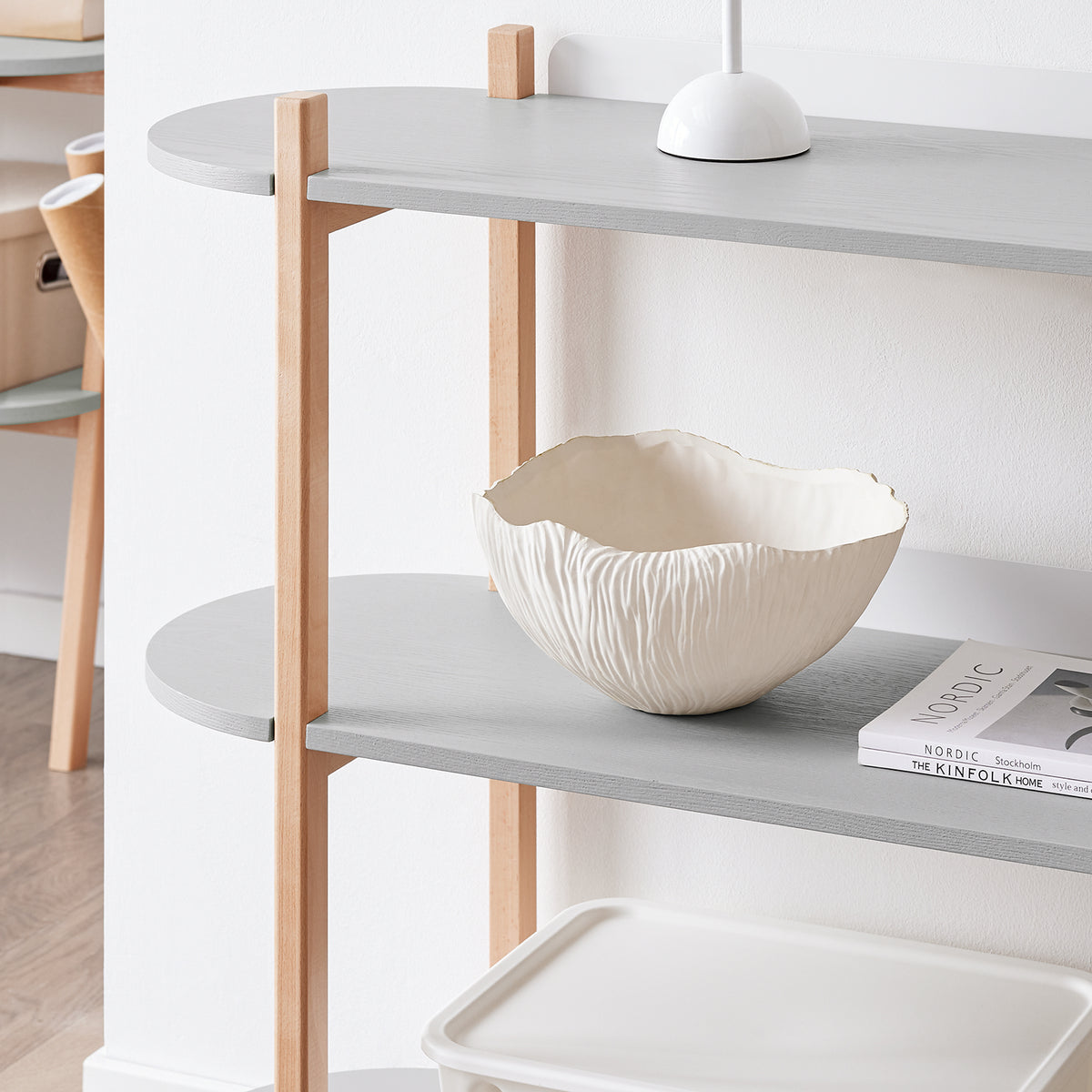 SoBuy HSTR01-H-HG, 3 Tiers Bookcase Bookshelf Storae Display Shelf Side Table Console Table, Grey and Natural
