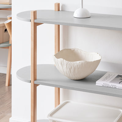 SoBuy HSTR01-H-HG, 3 Tiers Bookcase Bookshelf Storae Display Shelf Side Table Console Table, Grey and Natural